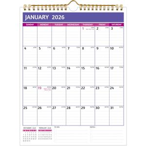 4 x 2026-2027 Wall Calendar  Run Now to Jun 2027, 18 Monthly Calendar 2026-2027, 8.5 x 11 In, Small Calendar 2026 Vertical, Ruled Blocks, Thick Paper, Holidays, To-do  Notes, Great for Planning