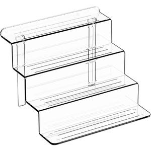 4 Tiered Stands for Display,4MM Thick and Durable,2 "Wide Clear Acrylic Risers Table Display Stand for Perfume Organizer,Cupcake Stands,Figurine Display,Makeup Display and Toy Funko Pop Display,1 Pack