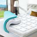 Choc chick 3.5 Inch Memory Foam Mattress Topper Queen, Dual Layer 2 Inch Gel Egg Crate Memory Foam Plus 1.5 Inch Down Alternative Pillow Top Mattress Pad, Support for Back Pain (White)
