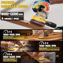 Cordless Orbital Sander Compatible For Dewalt 20V 60V, Electric Orbit Sander with Brushless 12000 RPM 6 Variable discs Speed Sander Machine With Dust Collector for Woodworking Sanding (No Battery)