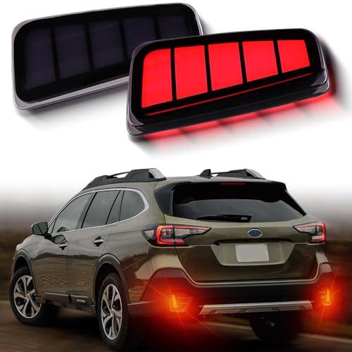 ZDEERAOTO Rear Bumper Reflector Lamp Fog Light DRL Sequential Turn Signal Lamp Feature Kit for Subaru Outback 2015-2020,LED Rear Reflector Tail Lamp Replace OEM 84281AL00A | 84281AL01A (Smoked)