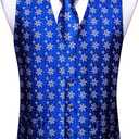 Barry.Wang Mens Red/Green Christmas Suit Vest Holiday Xmas Waistcoat Tie Set Party Tuxedo (Blue, S)