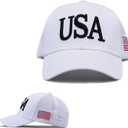 USA Trucker Hat for Men & Women American Flag Cap Adjustable Baseball Cap Mesh Snap Patriotic 3D Embroidered Cap