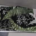 Green Tropical Fern Leaves Boho Bath Rugs Non-Slip, Floral Leaf Bathroom Mat Soft Plant Area Rug for Floor Entryways Indoor Doormat, Black Bath Mat Rugs for Bathroom, (17X29)