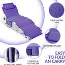 Tanning Chair with Face Hole, Adjustable Folding Chaise Lounge Chairs for Outside with Detachable Pillow & PocketPortable flat beach chairs for sunbathing, beach lawns camping (Purple, Standard)