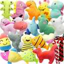 Squeaky Dog Toys Bulk ,20Pack Puppy Teething Toys for Small to Large Dogs | 18PCS Stuffed Animal Puppy Toy With 2 PCS Rope Dog Chew Toys ,Value Pet Dog Toy Bundle to Keep Dogs Engaged