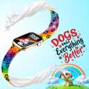 Christmas Fall Halloween Watch Band for Apple Watch, Silicone Holiday Hello Autumn Printed Strap Replacement for iWatch 1 2 3 4 5 6 7 8 9 10 Ultra 38mm 40mm 41mm 42mm 44mm 45mm 46mm 49mm, Thanksgiving gift for women men (Rainbow Dog Paw)