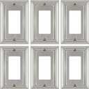 Metal Wall Plate for Electrical Outlets, Decorative Brushed Nickel Switch Plates Outlet Cover, Light Switch Cover Plate, 1-Gang Wall Plates (Single Decoretor, 6 Pack)