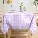 ShinyBeauty Checkered Tablecloth Square 54"X54" Lilac Buffalo Plaid Cotton Fabric for Party - Lavender and White Farmhouse Check Table Cloth