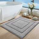 DEXI Bathroom Rug 26x26, Non Slip Washable Bath Mat for Shower Floor, Absorbent Soft Bathmat with Rubber Backing, Quick Dry Microfiber Carpet, Light Grey