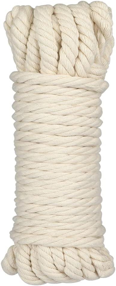 jijAcraft 3/8Inch Cotton Rope - 10mm x 32Ft White Macrame Cord, 4Ply Clothesline Ropes for DIY Crafts, Outdoor, Nautical, Toys