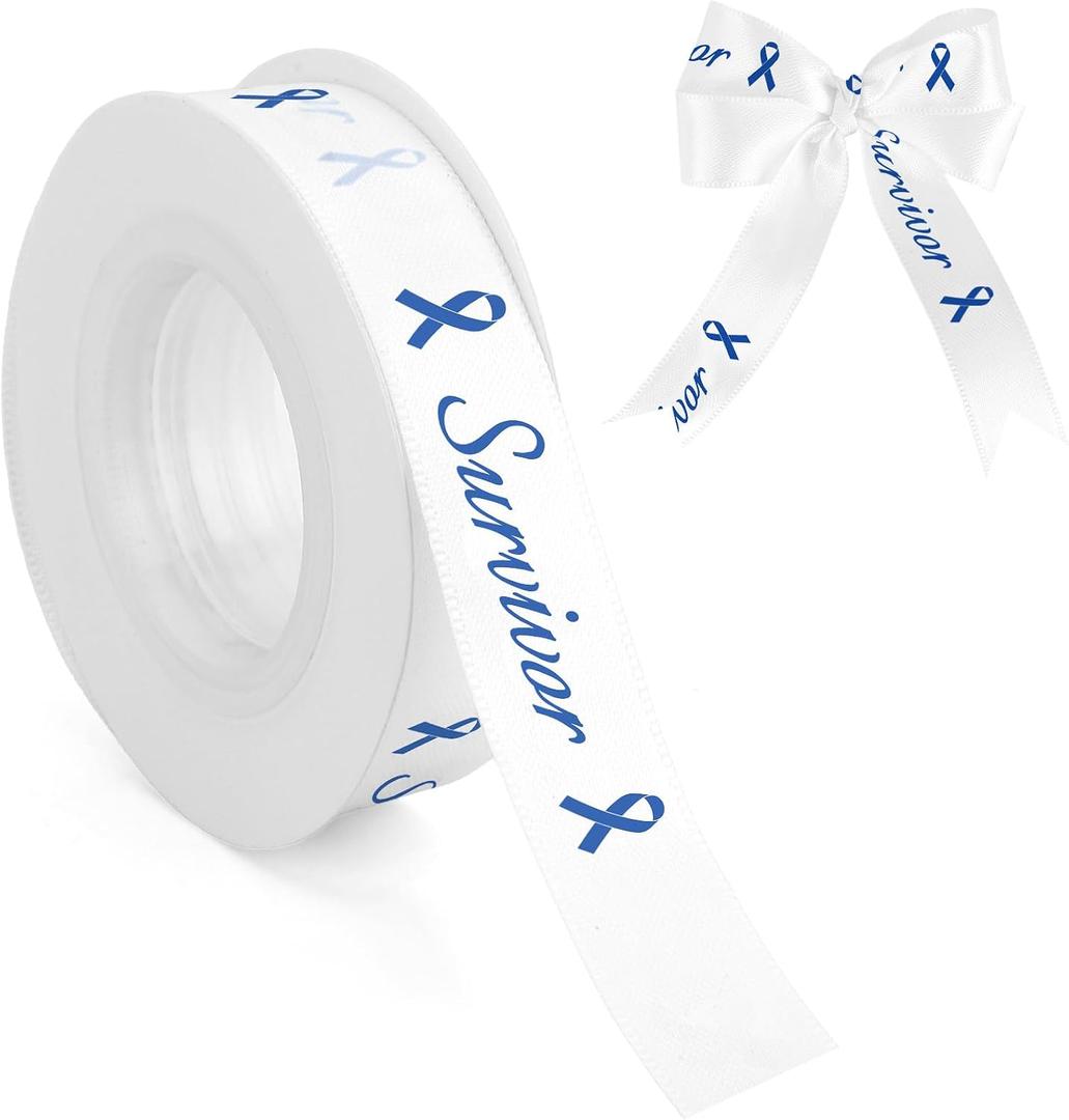 Colon Cancer Awareness Products 5/8 Inch 10 Yards Blue Ribbon for Child Abuse Colorectal Cancer ALS Diabetes Anti-Bullying Awareness Support Fundraising Survivor Satin Ribbons for Gift Wrapping Crafts
