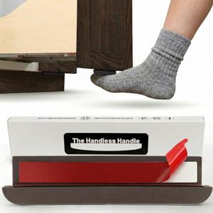 The Handless Handle  Hands-Free Garbage Drawer Foot Pull Handle, Touchless Opener for Drawers, Bins, & Cabinets (Brown, 1 Pack)
