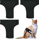 Leekalos Reusable Washable Cat Diapers (3 Pack) - Highly Absorbent Cat Diapers - Size Adjustable Diapers for Female Cats & Male Cat Easy to Put on Diapers (Medium)