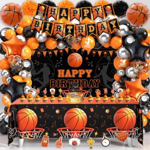 Basketball Birthday Party Decorations, Basketball Themed Party Decorations Supplies Include Balloon Arch Kit Banner Cake Topper Backdrop for Boys Sports Birthday Decor