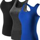 NELEUS Women's 3 Pack Compression Base Layer Dry Fit Tank Top (04# 3 Pack:black,grey,blue)