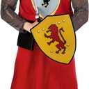 fun shack Medieval Knight Costume for Men, Adult Knight Outfit, Historical Dress Up, Renaissance Costume for Parties (Large, Red)