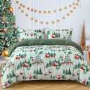 Christmas Duvet Cover Queen Size Set - Extra Soft Queen Duvet Cover with 2 Pillow Shams - Holiday Xmas Bedding with Zipper Closures and Ties - Comfy, Cozy, Breathable Bed Set, Green Tree