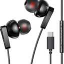 Hi-Fi Stereo USB C Headphones Wired for iPhone 17 16 15 pro max/Samsung Galaxy S25 S24 S23 Earbuds with Microphone Noise Canceling in-Ear Type C Earphones for iPadpro Gaming Recording Music