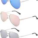3 Pack Bifocal Reading Sunglasses for Women Men, Aviator Sun Readers Glasses Mirrored Shades UV400 +1.75