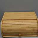 Lawei Bamboo Bread Box, Large Natural Roll Top Wood Bread Box, Countertop Bread Storage Bin, Bread Boxes Holder for Kitchen Food Storage, No Assembly Required