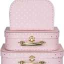 Jewelkeeper Paperboard Suitcases, Set of 3 Vintage Decorative Storage Box, Luggage Decor Storage, Vintage Decor for Birthday, Weddings, Pink Design (Pink Gold Dots)