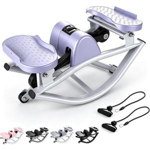 Rock Stepper with Resistance Bands - Ultra-Quiet Hydraulic Lateral Stepper, Fully Assembled Side to Side Step Rocker for Home Office, 250LBS Capacity