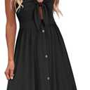 VOTEPRETTY Women's Summer Dresses Spring Sundresses Beach Clothes Outfit Vacation V Neck Casual Tropical Resort Hawaiian (Black, M)