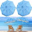 Buryeah 2 Pcs Automatic Chair Umbrella with Universal Clamp 44" UPF 50+ Portable Clamp on Beach Chair Adjustable Wheelchair Umbrella for Outdoor Patio Parasol (Blue Ripple)