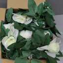 Suncalla 8 Pack 6.56ft Artificial Rose Flower Garland Silk Flocked White Rose Garland Faux Eucalyptus Peony Flower Vine for Wedding Party Table Centerpiece Arch Background Decoration(Eucalyptus)