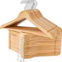 Wooden Hangers 30 Pack, Smooth Wood Hangers with 360 Swivel Hook & Notches, Natural Solid Coat Hangers Wooden for Closet