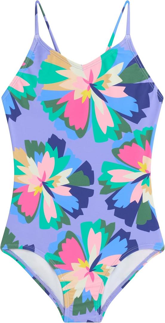 Kanu Surf Girls' Hurricane Beach Sport UPF 50 One Piece Swimsuit (4, Kiana Purple)