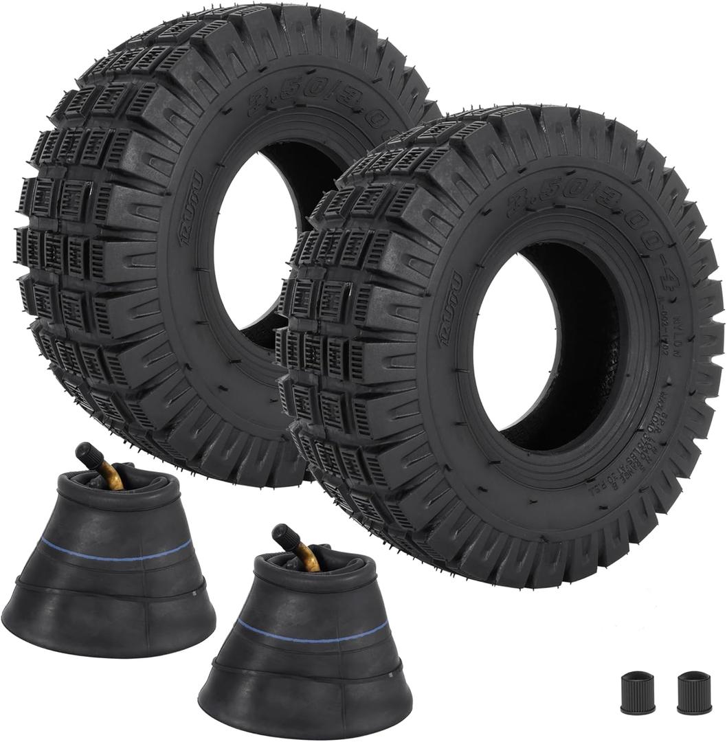 3.00-4 260x85 10x3 Tires and Inner Tube For Off-road Go Kart, ATV, Scooter, E300, E325, Goped, 4 Wheeler Vehicle, Utility Dolly, Hand Truck Tires,Tire Tubes With TR87 Bent Angled Valve Stem 2 Sets