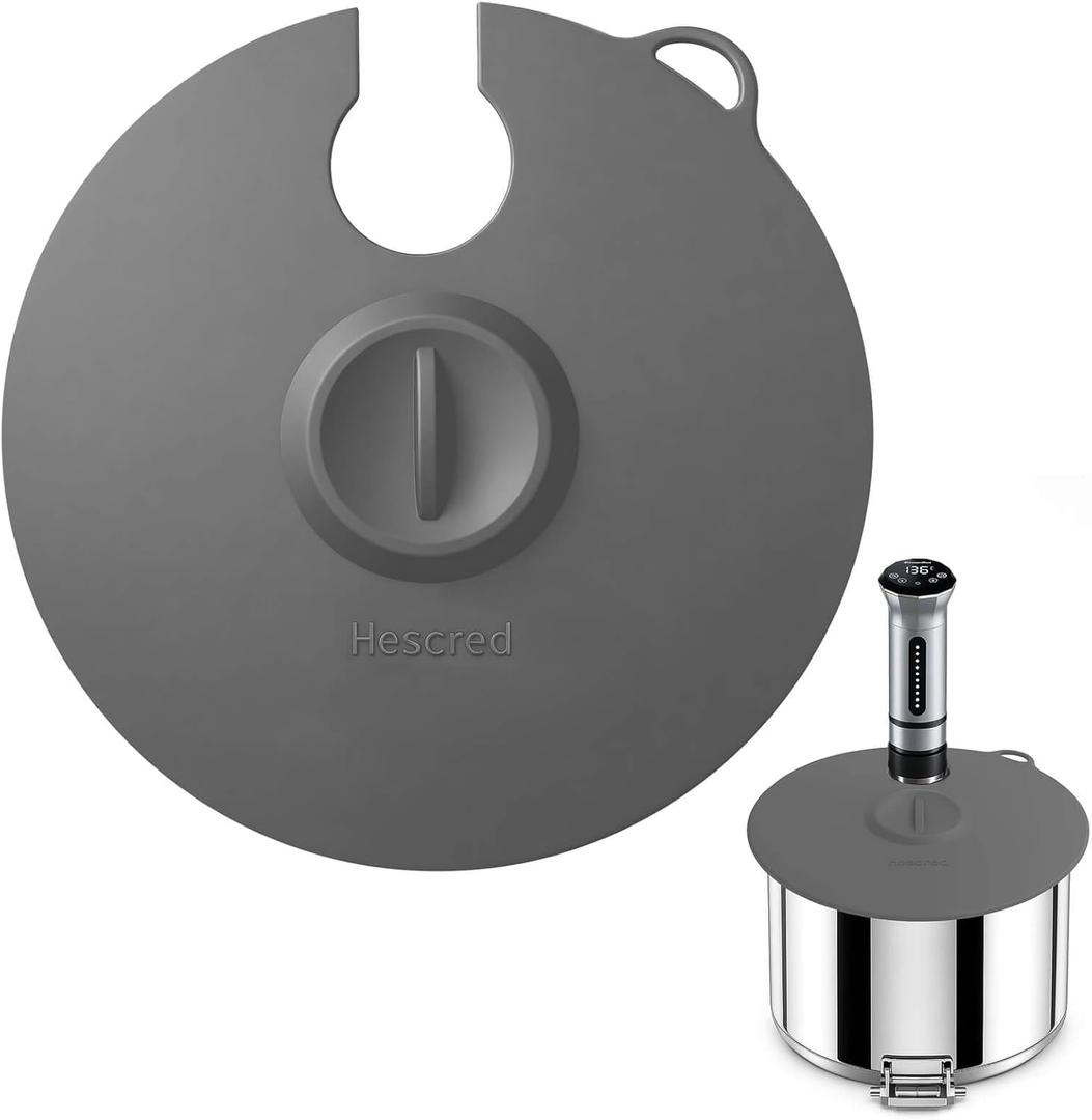 Sous Vide Precision Cooker Silicone Lids, Fits up to 11 pot, Compatible with Anova/Joule/Inkbird Culinary Sous Vide Precision Cookers, Prevent Water Evaporation and Retain Flavor (Gray) (Grey)