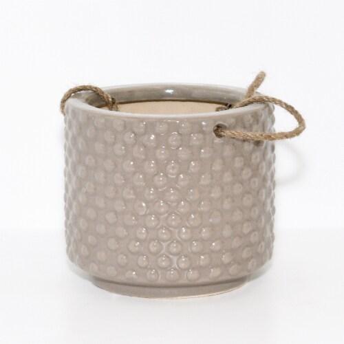 Global Outdoors Ceramic Hanging Basket Planter - Grey