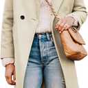 Tanming Women's Notch Lapel Double Breasted Wool Blend Mid Long Pea Trench Coat (Medium, Beige)