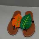 Women's Boho Leaf Appliques Thong Sandals Open Toe Outdoor Flip Flops Casual Slippers Size 40