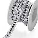 Junkin 3 Rows 6 Yards Crystal Rhinestone Trim Close Chain Bling Diamond Rhinestone Jewelry Chain for Crafts DIY Sewing Clothing Wedding Party Making Decorations Bridal Embellishments (Black and White)