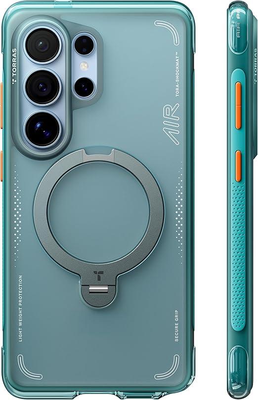 TORRAS Ostand Q3 Air for Samsung Galaxy S26 Ultra Case with 360 Magnetic Stand, Fit for MagSafe, Airbag Cushion, MilGrade Drop Tested, Shockproof Phone Case for S26 Ultra 6.9", Glacier Sprint