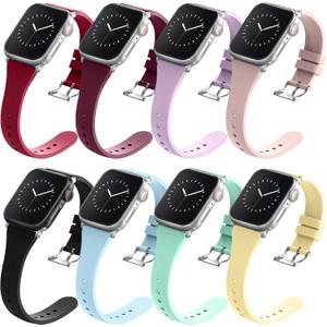 Sport Band Compatible with Apple Watch Bands 42mm 41mm 40mm 38mm, Soft Silicone Wristbands Strap with Classic Clasp for iWatch Series 10 9 SE 8 7 6 5 4 3 2 1 for Women Men, 10 Pack