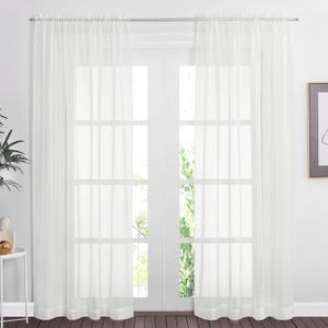 NICETOWN Voile Sheer Window Curtains for Bedroom, Rod Pocket Elegant Airy Sheer Curtains Vertical Drapes for Living Room, W60 x L84, 2 Panels, Ivory