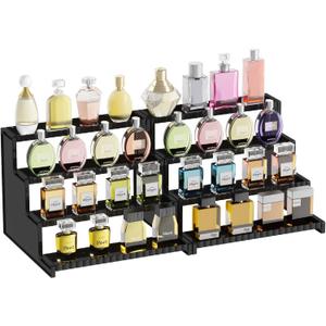 Lifewit 4 Tier Black Display Riser Stand with Decorative Secure Fences, Tool-free Assembly, Plastic 12 Inch Cologne Perfume Organizer, Display for Figures, Cupcake, Dessert, 2-pack Lifewit 4 Tier Black Display Riser Stand with Decorative Secure Fences, Tool-free Assembly, Plastic 12 Inch Cologne Perfume Organizer, Display for Figures, Cupcake, Dessert, 2-pack