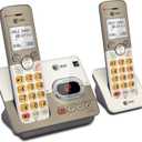 AT&T EL52213 2-Handset Cordless Phone with Digital Answering System, Extra-Large Backlit Keys, Caller ID/Call Waiting, DECT 6.0, Expandable, Speakerphone Light Champagne