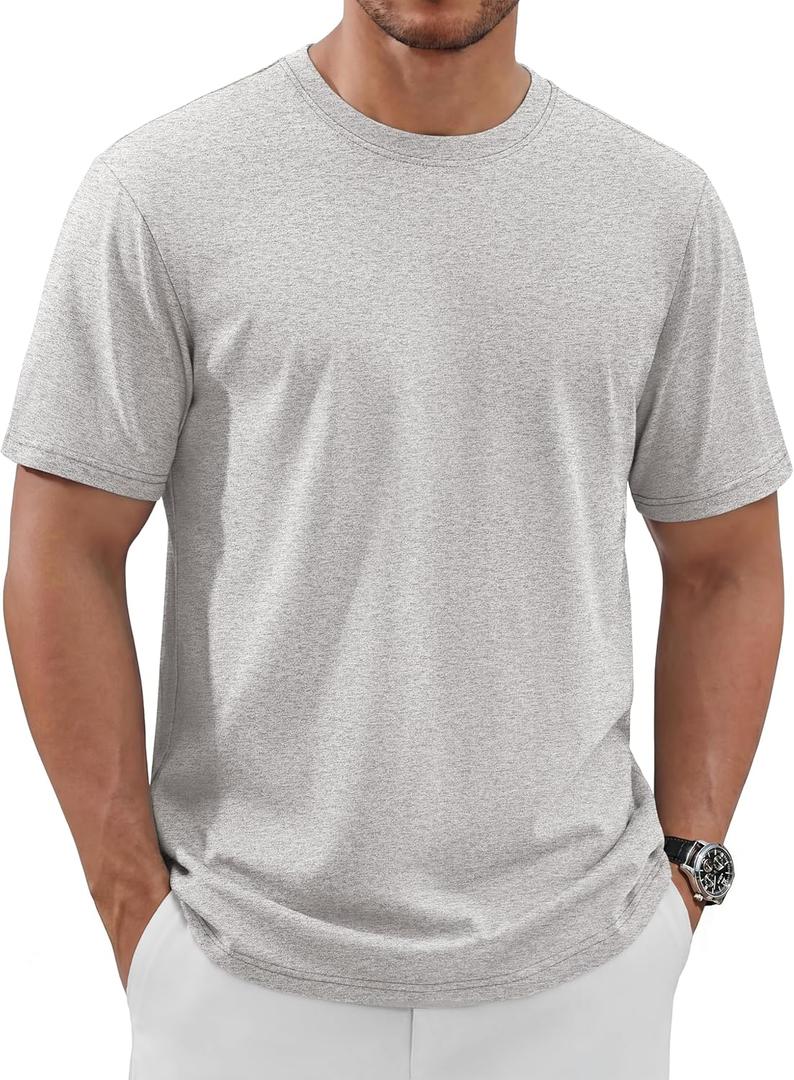 TACVASEN Mens Cotton T Shirt Casual Summer Tshirt Crew-Neck Short Sleeve Soft Tee Classic Basic T-Shirt (Gray, L)