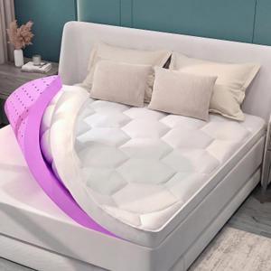 BDEUS 4 Inch Dual Layer Mattress Topper King Size, 2 Inch Cooling Gel Memory Foam and 2 Inch Soft Pillow Top Pad Cover, Mattress Pad for Back Pain Relief