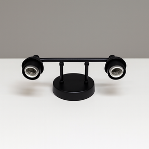 Track Lighting Kit, 2-Light Adjustable Flush Mount Ceiling Light, Black Flexibly Rotatable LED Ceiling Spotlight Fixtures for E27 Bulb, Kitchen, Living Room, Bedroom, Hallway