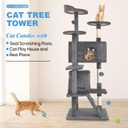 FDW | 54" Cat Tree Tower | Light Gray | Multi-Level Indoor Activity Center with Sisal Scratching Posts, Condos, Plush Perches, Hanging Cat Toys | Sturdy, Easy to Assemble | for Kittens & Adult Cats
