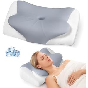 Cervical Neck Pillow, Cooling Ergonomic Memory Foam Pillows for Deep Sleep with Luxury Washable Pillowcase, Contour Orthopedic Neck Support Bed Pillows for Side Back Stomach Sleepers Queen Size