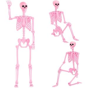 Tellingyou 5.4Ft Pink Halloween Skeleton, Full Body Life Size Skeleton Bones with Movable Joints, Plastic Human Bones for Halloween Graveyard Haunted House Party Decoration