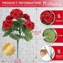 6 PCS 14" Artificial Geranium Flowers for Outdoors, Realistic Artificial Flowers UV Resistant Silk Faux Geraniums for Garden Planter Windowsills Patios Wedding Outdoor Home Decor, Red